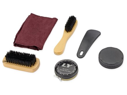 Набор аксессуаров для чистки обуви Кэрролтон, черный, натуральный Набор аксессуаров для чистки обуви Кэрролтон, черный, натуральный