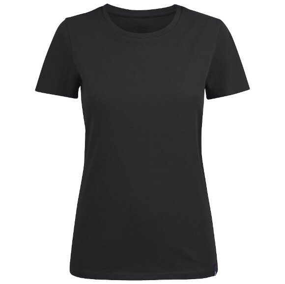 Футболка женская Ladies American U, черная с нанесением логотипа