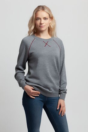 Джемпер Stitch с контрастной отделкой, серый с бордовым Джемпер Stitch с контрастной отделкой, серый с бордовым