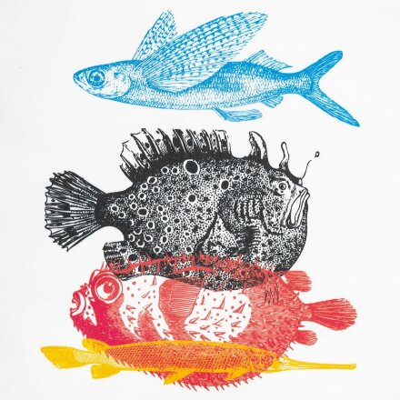 Холщовая сумка «Морские обитатели», молочно-белая Холщовая сумка «Морские обитатели», молочно-белая