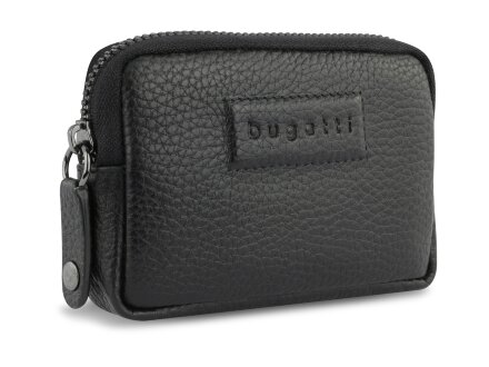 Ключница BUGATTI Elsa, с защитой данных RFID, чёрная, воловья кожа/полиэстер, 11х2х7 см Ключница BUGATTI Elsa, с защитой данных RFID, чёрная, воловья кожа/полиэстер, 11х2х7 см