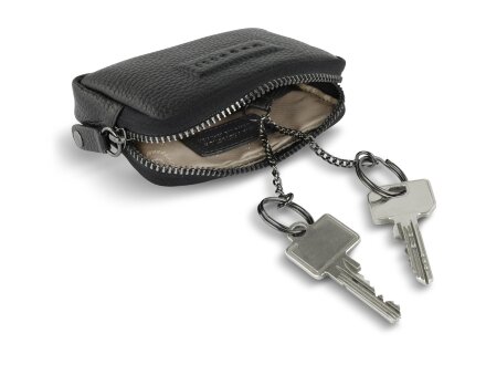 Ключница BUGATTI Elsa, с защитой данных RFID, чёрная, воловья кожа/полиэстер, 11х2х7 см Ключница BUGATTI Elsa, с защитой данных RFID, чёрная, воловья кожа/полиэстер, 11х2х7 см