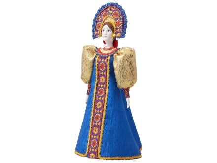 Подарочный набор: кукла фарфоровая, чай Малина с мятой, синий