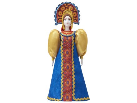 Подарочный набор: кукла фарфоровая, чай Малина с мятой, синий