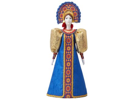 Подарочный набор: кукла фарфоровая, чай Малина с мятой, синий