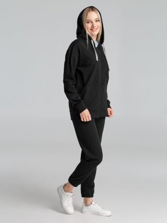 Толстовка на молнии с капюшоном Unit Siverga, черная Толстовка на молнии с капюшоном Unit Siverga, черная