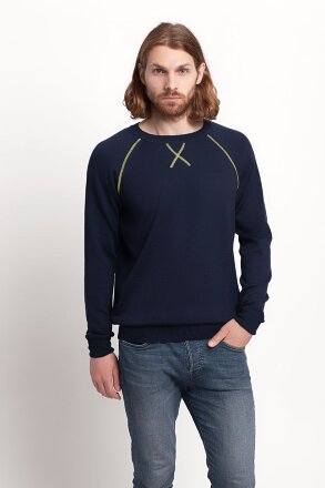 Джемпер Stitch с контрастной отделкой, синий с зеленым Джемпер Stitch с контрастной отделкой, синий с зеленым