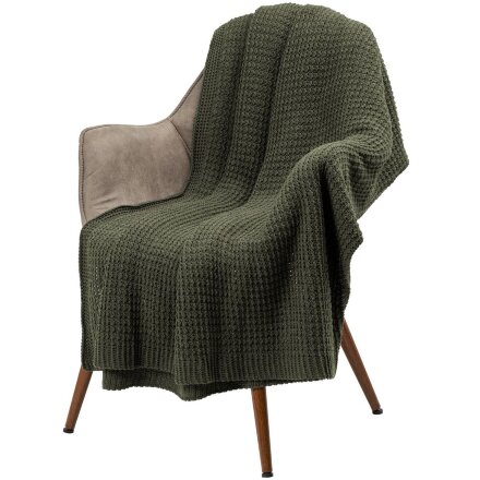 Плед Lattice, зеленый меланж (оливковый) Плед Lattice, зеленый меланж (оливковый)