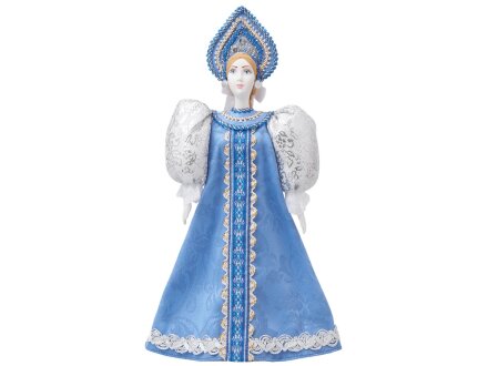 Подарочный набор: кукла фарфоровая, чай Малина с мятой, голубой Подарочный набор: кукла фарфоровая, чай Малина с мятой, голубой