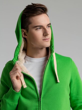 Толстовка унисекс на молнии Sherpa 280, ярко-зеленая Толстовка унисекс на молнии Sherpa 280, ярко-зеленая