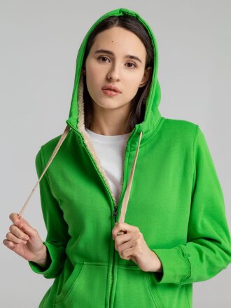 Толстовка унисекс на молнии Sherpa 280, ярко-зеленая Толстовка унисекс на молнии Sherpa 280, ярко-зеленая