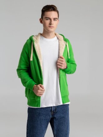 Толстовка унисекс на молнии Sherpa 280, ярко-зеленая Толстовка унисекс на молнии Sherpa 280, ярко-зеленая