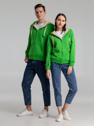 Толстовка унисекс на молнии Sherpa 280, ярко-зеленая Толстовка унисекс на молнии Sherpa 280, ярко-зеленая