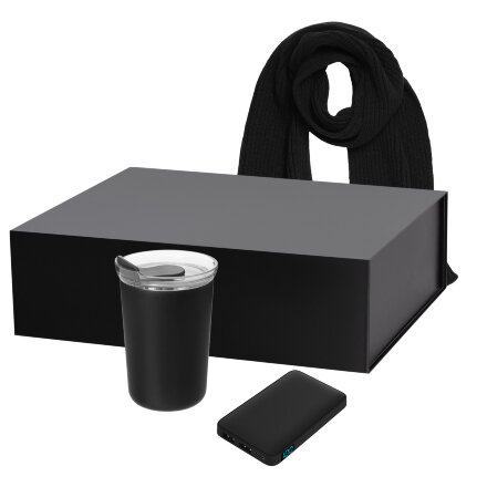 Подарочный набор Strada, Ancor, Forges, черный (термокружка, аккумулятор, шарф)