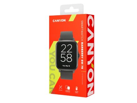 Умные часы CANYON Barberry SW-79, IP 67, BT 5.1, сенсорный дисплей 1.7, черный Умные часы CANYON Barberry SW-79, IP 67, BT 5.1, сенсорный дисплей 1.7, черный