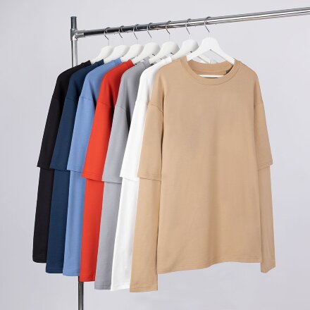 Футболка оверсайз с двойным рукавом Kosmos, синяя Футболка оверсайз с двойным рукавом Kosmos, синяя