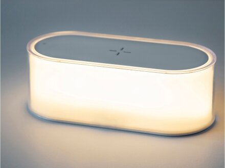 Ночник с беспроводной зарядкой и RGB подсветкой Miracle, 15 Вт, белый Ночник с беспроводной зарядкой и RGB подсветкой Miracle, 15 Вт, белый