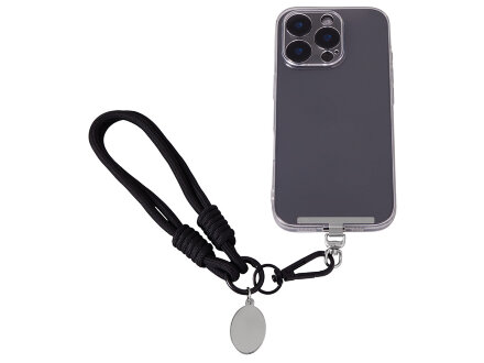 Брелок-браслет Bohemian c металлическим держателем для телефона, черный Брелок-браслет Bohemian c металлическим держателем для телефона, черный