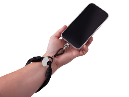 Брелок-браслет Bohemian c металлическим держателем для телефона, черный Брелок-браслет Bohemian c металлическим держателем для телефона, черный