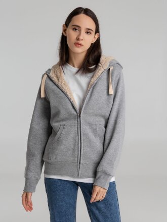 Толстовка унисекс на молнии Sherpa 280, серый меланж Толстовка унисекс на молнии Sherpa 280, серый меланж