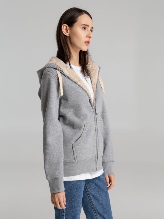 Толстовка унисекс на молнии Sherpa 280, серый меланж Толстовка унисекс на молнии Sherpa 280, серый меланж