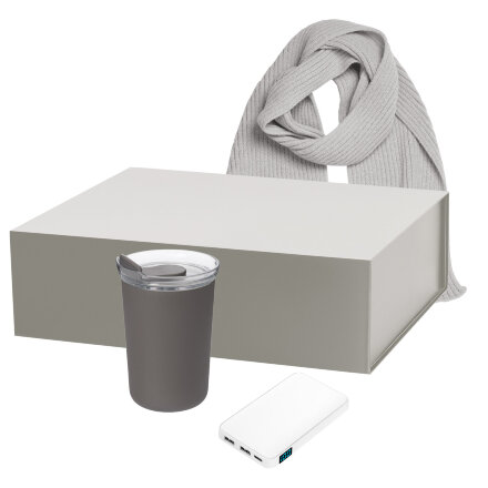 Подарочный набор Strada, Ancor, Forges, серый (термокружка, аккумулятор, шарф)