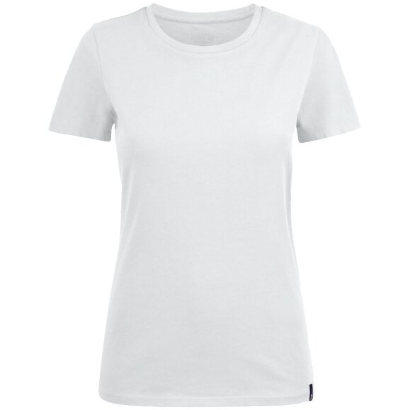 Футболка женская Ladies American U, белая с нанесением логотипа