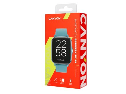Умные часы CANYON Barberry SW-79, IP 67, BT 5.1, сенсорный дисплей 1.7, морская волна Умные часы CANYON Barberry SW-79, IP 67, BT 5.1, сенсорный дисплей 1.7, морская волна