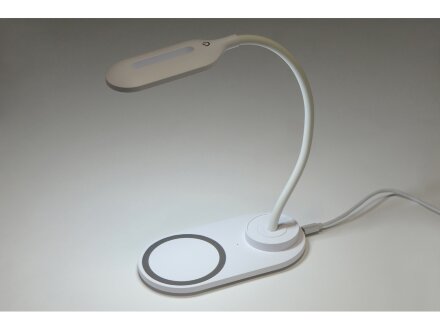 Настольный светильник с беспроводной зарядкой Flamp, белый Настольный светильник с беспроводной зарядкой Flamp, белый