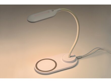 Настольный светильник с беспроводной зарядкой Flamp, белый Настольный светильник с беспроводной зарядкой Flamp, белый