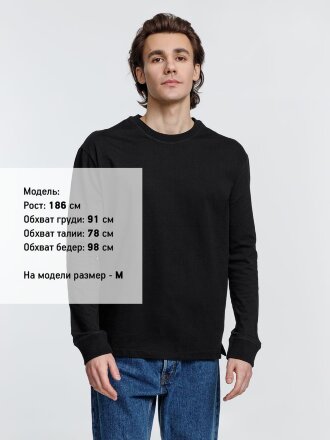 Футболка унисекс с длинным рукавом Pioneer LSL, черная Футболка унисекс с длинным рукавом Pioneer LSL, черная